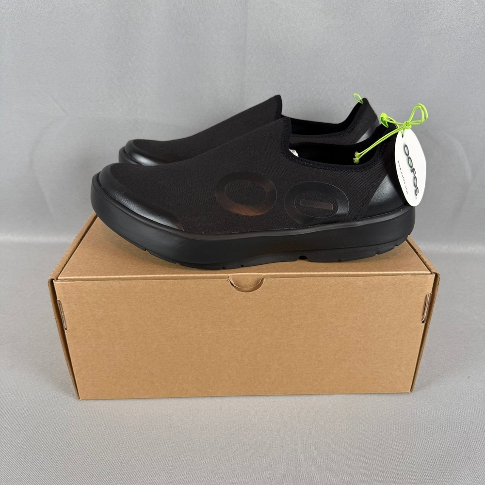 Oofos OOmg Eezee Recovery Sneakers Mens 12.5 Black Slip-On Light Shoes New NIB